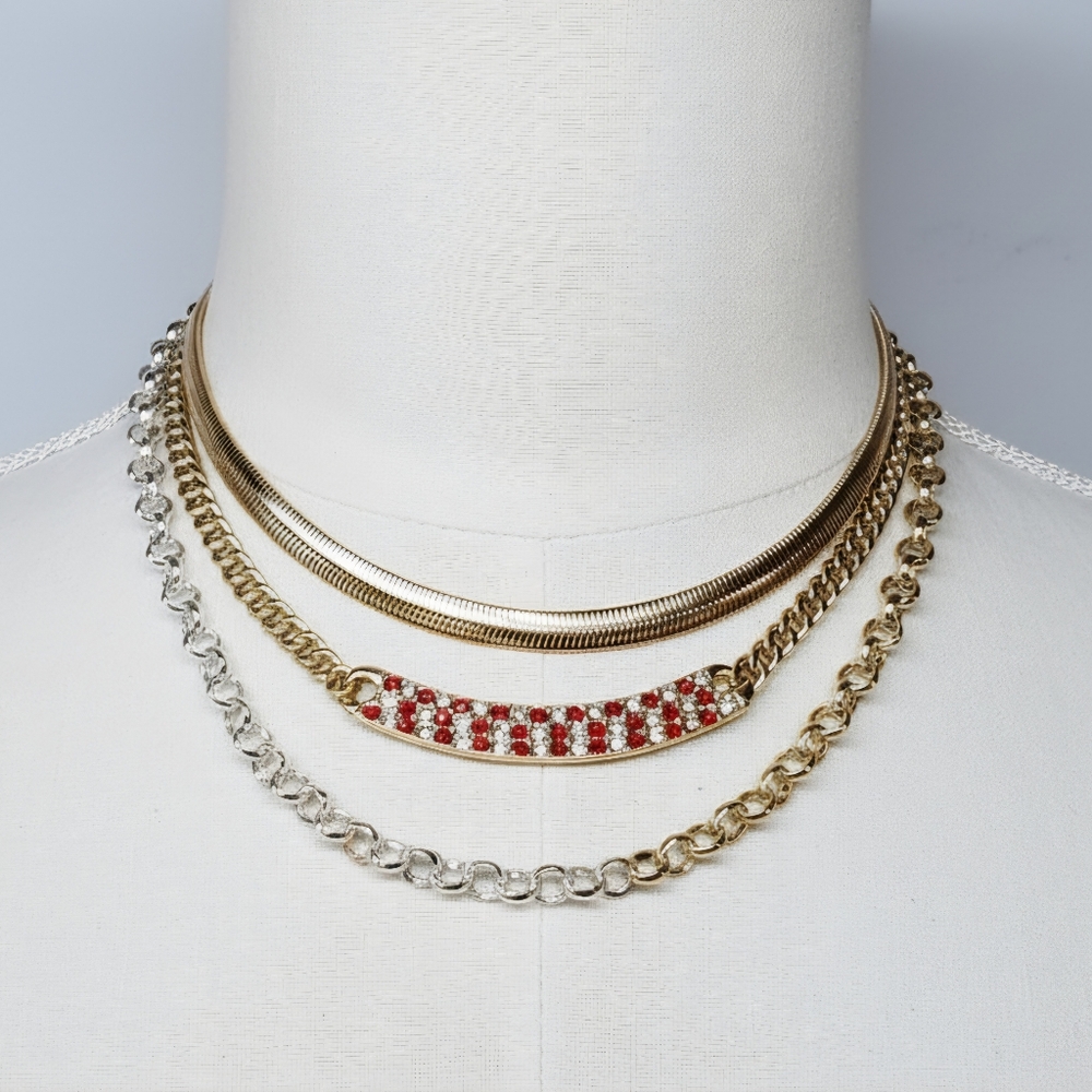 Melrose and Market Gold and Red Layered Necklace Set